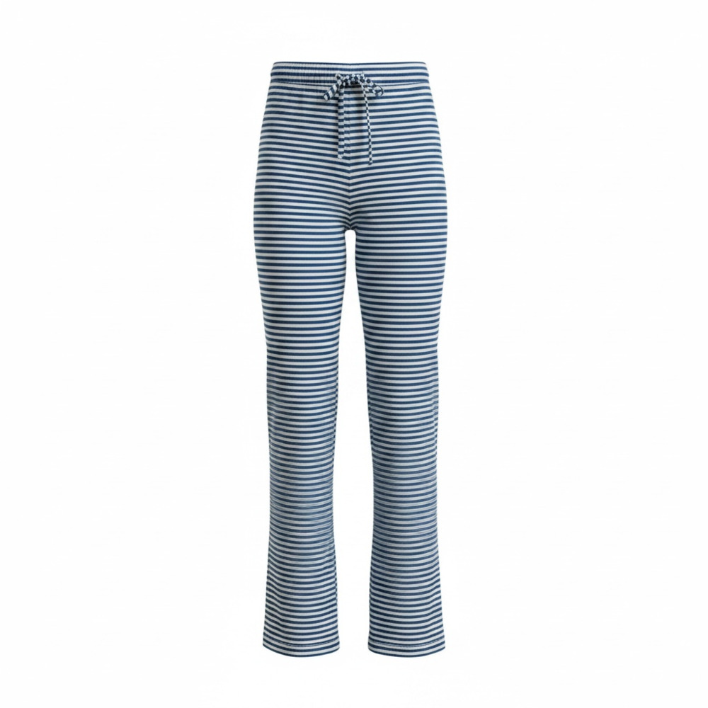 SHEIN Blue and White Striped Drawstring Lounge Pants